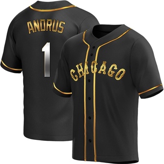 Men's Elvis Andrus Chicago Black Golden Replica Alternate Baseball Jersey (Unsigned No Brands/Logos)