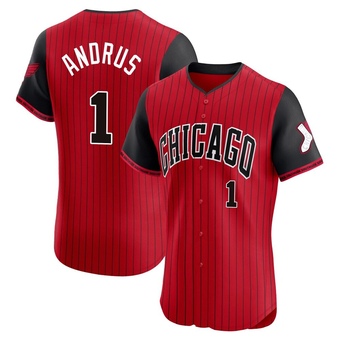 Men's Elvis Andrus Chicago Red/Black Elite 2025 City Connect Baseball Jersey (Unsigned No Brands/Logos)