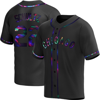 Men's Noah Schultz Chicago Black Holographic Replica Alternate Baseball Jersey (Unsigned No Brands/Logos)