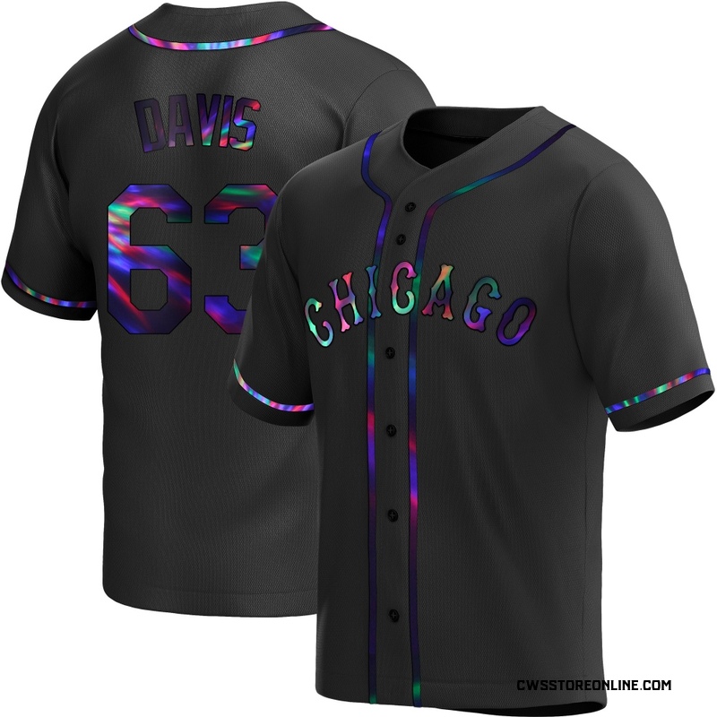 Men's Tyler Davis Chicago Black Holographic Replica Alternate Baseball Jersey (Unsigned No Brands/Logos)