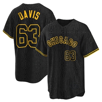 Men's Tyler Davis Chicago Black Replica Snake Skin City Baseball Jersey (Unsigned No Brands/Logos)