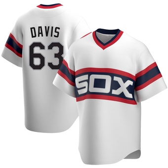 Men's Tyler Davis Chicago White Replica Cooperstown Collection Baseball Jersey (Unsigned No Brands/Logos)
