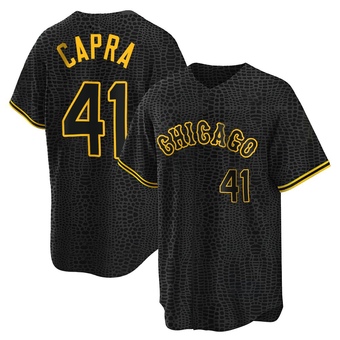 Men's Vinny Capra Chicago Black Replica Snake Skin City Baseball Jersey (Unsigned No Brands/Logos)