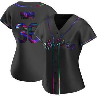 Women's Drew Romo Chicago Black Holographic Replica Alternate Baseball Jersey (Unsigned No Brands/Logos)