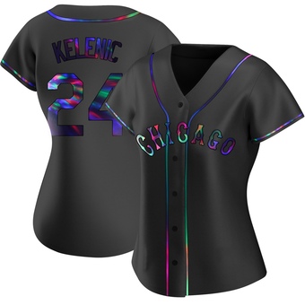 Women's Jarred Kelenic Chicago Black Holographic Replica Alternate Baseball Jersey (Unsigned No Brands/Logos)