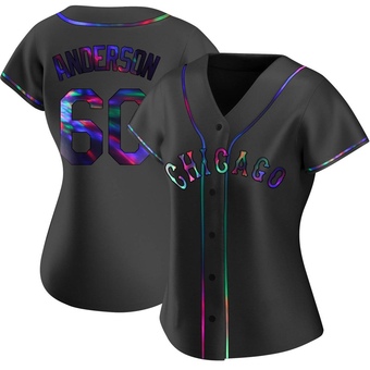 Women's Justin Anderson Chicago Black Holographic Replica Alternate Baseball Jersey (Unsigned No Brands/Logos)