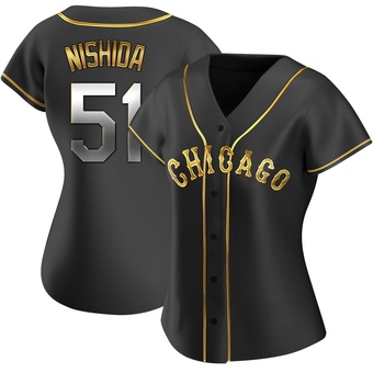 Women's Rikuu Nishida Chicago Black Golden Replica Alternate Baseball Jersey (Unsigned No Brands/Logos)