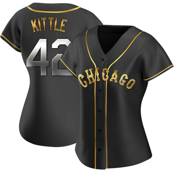 Women's Ron Kittle Chicago Black Golden Replica Alternate Baseball Jersey (Unsigned No Brands/Logos)