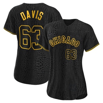 Women's Tyler Davis Chicago Black Replica Snake Skin City Baseball Jersey (Unsigned No Brands/Logos)