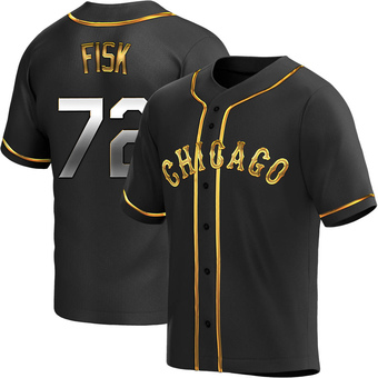 Youth Carlton Fisk Chicago Black Golden Replica Alternate Baseball Jersey (Unsigned No Brands/Logos)