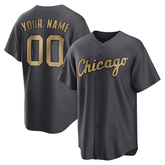 Youth Custom Chicago Charcoal Game Replica 2022 All-Star Baseball Jersey (Unsigned No Brands/Logos)