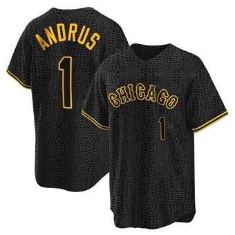 Youth Elvis Andrus Chicago Black Replica Snake Skin City Baseball Jersey (Unsigned No Brands/Logos)
